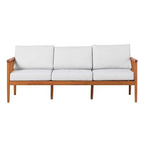 Rent to own Walker Edison - Modern Solid Wood Spindle-Style Outdoor Triple Loveseat - Brown