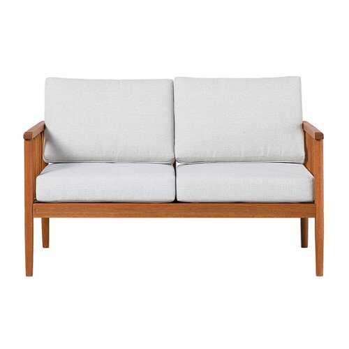 Rent to own Walker Edison - Modern Solid Wood Spindle-Style Outdoor Loveseat - Brown