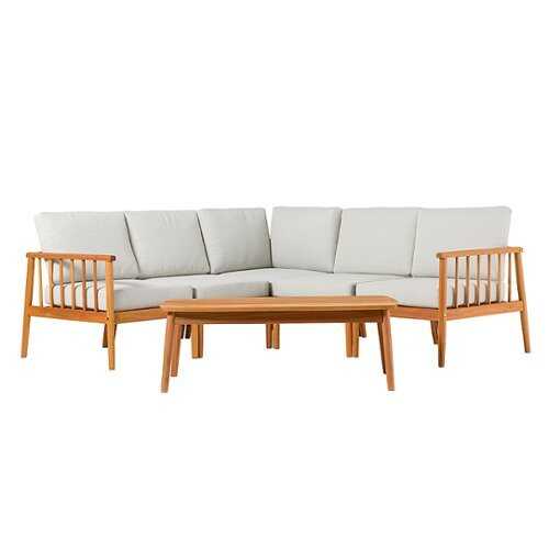 Rent to own Walker Edison - Modern 4-Piece Outdoor Sectional Chat Set - Natural