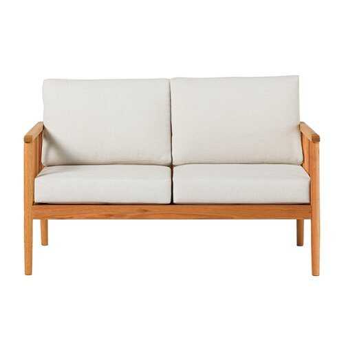 Rent to own Walker Edison - Modern Solid Wood Spindle-Style Outdoor Loveseat - Natural