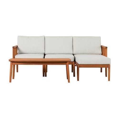 Rent to own Walker Edison - Modern 4-Piece Eucalyptus Outdoor Chat Set - Brown