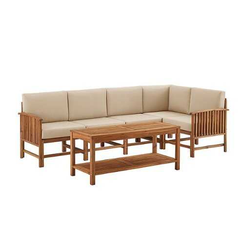 Rent to own Walker Edison - Modern 6-Piece Acacia Outdoor Sectional Set ...