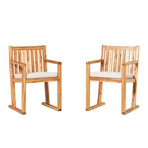 Rent To Own - Walker Edison - Modern Solid Wood 2-Piece Slatted Outdoor Dining Chair Set - Natural
