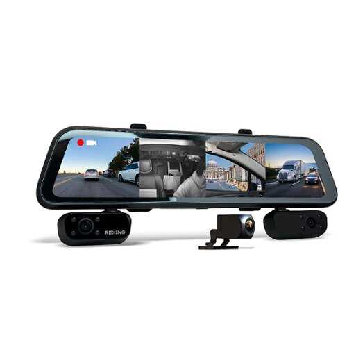 Rent to own Rexing - M4 1080p 4-Channel Mirror Dash Cam with Smart BSD GPS - Black