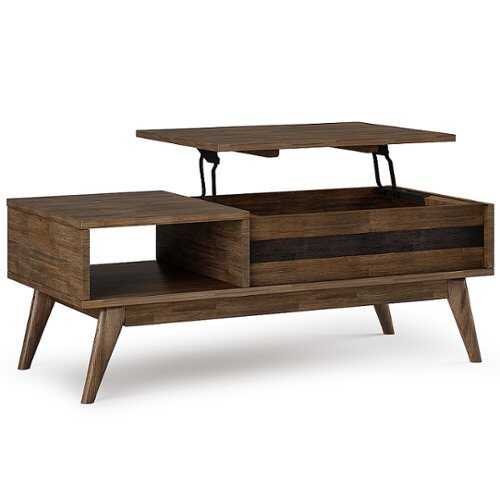 Rent to own Simpli Home - Clarkson Lift Top Coffee Table - Rustic Natural Aged Brown