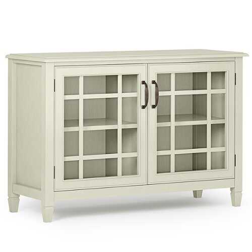 Rent to own Simpli Home - Connaught Low Storage Cabinet - Antique White