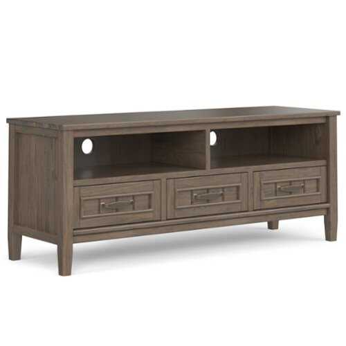 Rent to own Simpli Home - Lev Low TV Stand - Smoky Brown