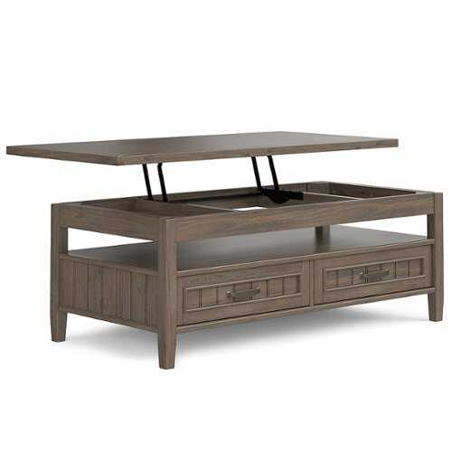 Rent to own Simpli Home - Lev Lift Top Coffee Table - Smoky Brown