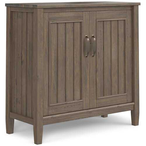 Rent to own Simpli Home - Lev Low Storage Cabinet - Smoky Brown
