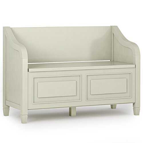 Rent to own Simpli Home - Connaught Entryway Storage Bench - Antique White