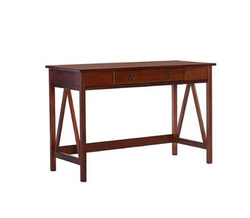 Rent to own Linon Home Décor - Tressa Solid Wood Desk With Drawer - Antique Tobacco Brown