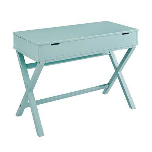Rent to own Linon Home Décor - Penrose Campaign-Style Lift-Top Desk - Pastel Turquoise