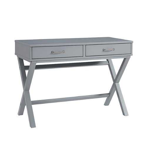Rent to own Linon Home Décor - Pierce 2-Drawer Campaign-Style Desk - Gray