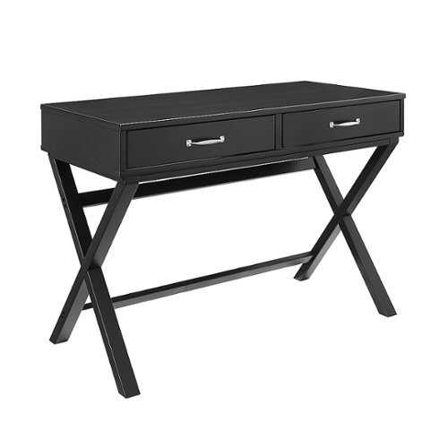Rent to own Linon Home Décor - Pierce 2-Drawer Campaign-Style Desk - Black