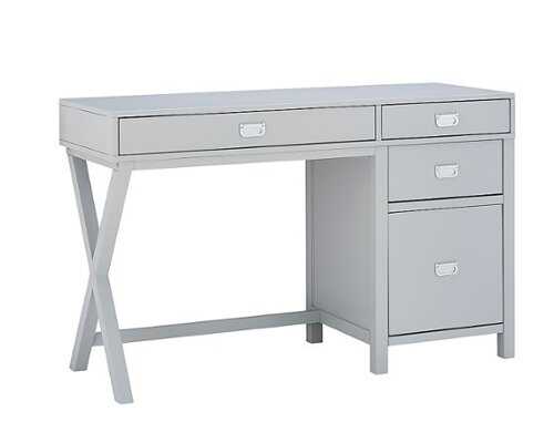 Rent to own Linon Home Décor - Penrose Four-Drawer Side Storage Desk - Gray Paint / Silver Hardware
