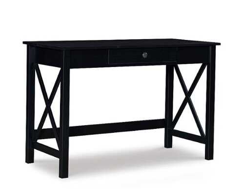 Rent to own Linon Home Décor - Delevan Solid Wood Laptop Desk With Drawer - Black