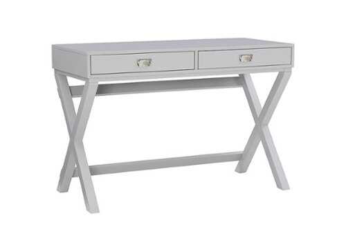 Rent to own Linon Home Décor - Penrose Two-Drawer Campaign-Style Writing Desk - Gray