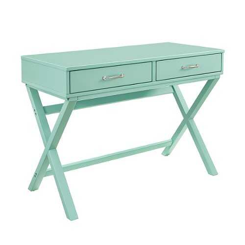Rent to own Linon Home Décor - Pierce 2-Drawer Campaign-Style Desk - Pastel Turquoise