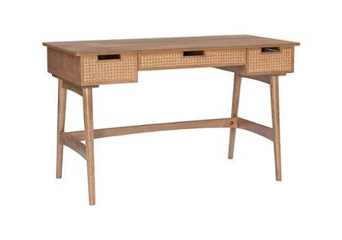 Rent to own Linon Home Décor - Rangall 3-Drawer Rattan Desk - Natural