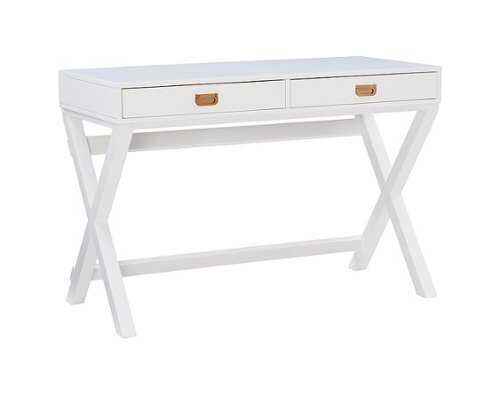 Rent to own Linon Home Décor - Penrose Two-Drawer Campaign-Style Writing Desk - White