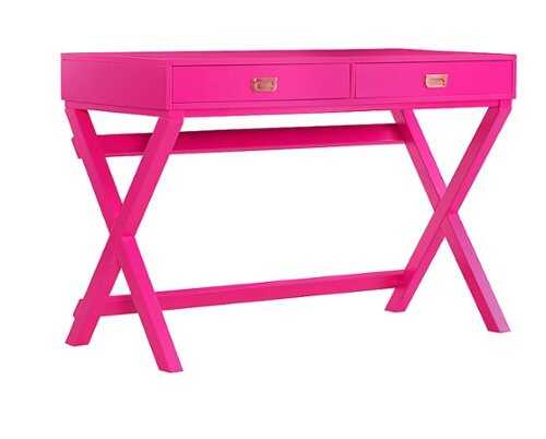 Rent to own Linon Home Décor - Penrose Two-Drawer Campaign-Style Writing Desk - Raspberry Pink