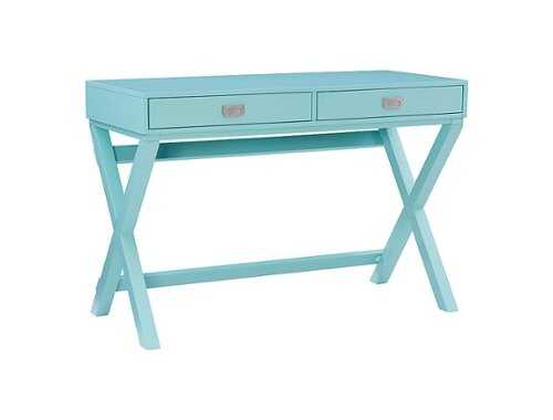 Rent to own Linon Home Décor - Penrose Two-Drawer Campaign-Style Writing Desk - Blue