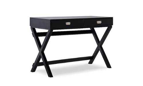 Rent to own Linon Home Décor - Penrose Two-Drawer Campaign-Style Writing Desk - Black