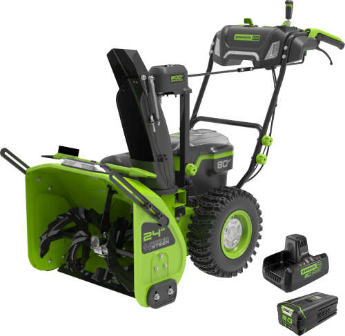 Rent to own Greenworks - 24 in. Pro 80-Volt Cordless Brushless Two Stage Snow Blower (2 x 4.0 AH Batteries and Charger Included) - Direct Import - Green