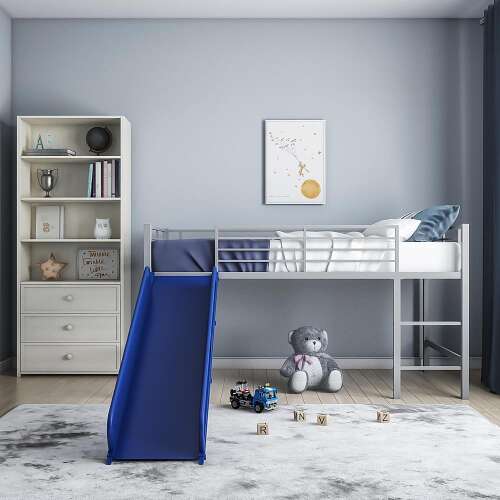 Rent To Own DHP Jade Metal Twin Size Junior Loft Bed Silver 