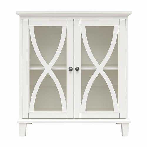 Rent to own Ameriwood Home Celeste Accent Cabinet with Glass Doors - White