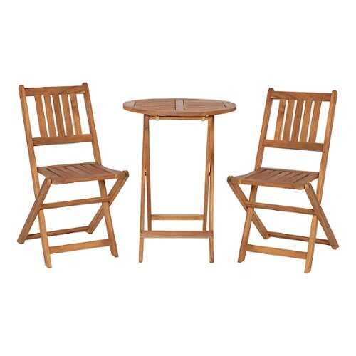 Rent To Own - Flash Furniture - Martindale Indoor/Outdoor Acacia Wood Folding Table and 2 Chair Bistro Set in - Natural
