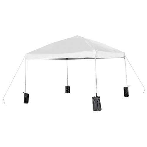 Rent to own Flash Furniture - Harris 10'x10' White Pop Up Straight Leg Canopy Tent With Sandbags and Wheeled Case - White