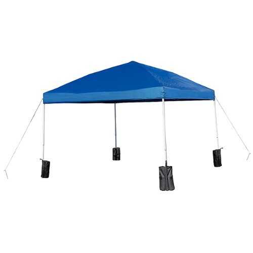 Rent to own Flash Furniture - Harris 10'x10' Blue Pop Up Straight Leg Canopy Tent With Sandbags and Wheeled Case - Blue
