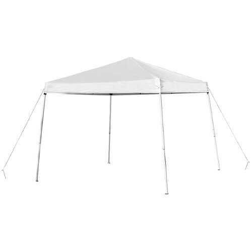 Rent To Own - Flash Furniture - Harris 8'x8' White Weather Resistant Easy Pop Up Slanted Leg Canopy Tent with Carry Bag - White