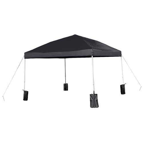 Rent To Own - Flash Furniture - Harris 10'x10' Black Pop Up Straight Leg Canopy Tent With Sandbags and Wheeled Case - Black
