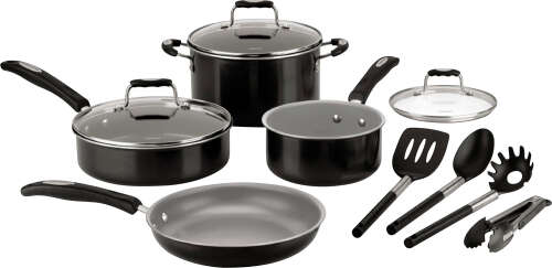 Rent to own Cuisinart - Ceramic Nonstick 11 PC Cookware Set - Black