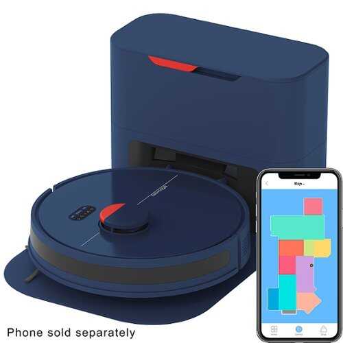 Rent to own bObsweep - Dustin Wi-Fi Connected Self-Emptying Robot Vacuum and Mop - Navy