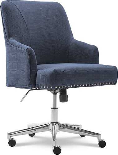 Rent To Own - Serta - Leighton Modern Memory Foam & Twill Fabric Home Office Chair - Blue