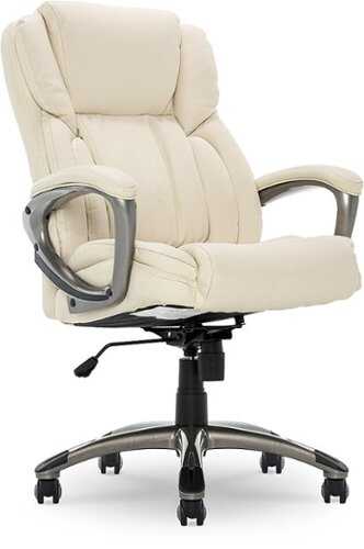 Rent to own Serta - Garret Bonded Leather Executive Office Chair with Premium Cushioning - Ivoory White