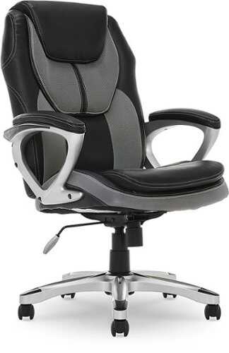 Rent to own Serta - Amplify Work or Play Ergonomic High-Back Faux Leather Swivel Executive Chair with Mesh Accents - Black and Gray
