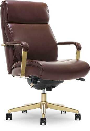 Rent to own La-Z-Boy - Modern Melrose Executive Office Chair with Brass Finish - Brown