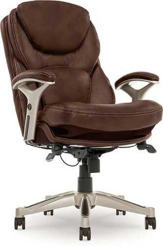 Rent to own Serta - Upholstered Back in Motion Health & Wellness Office Chair with Adjustable Arms - Bonded Leather - Chestnut Brown