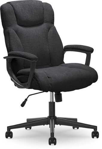 Rent to own Serta - Connor Upholstered Executive High-Back Office Chair with Lumbar Support - Microfiber - Black