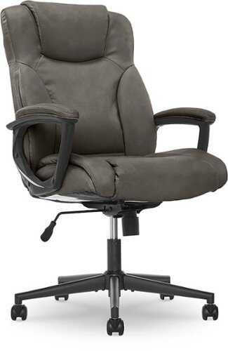 Rent to own Serta - Connor Upholstered Executive High-Back Office Chair with Lumbar Support - Bonded Leather - Gray