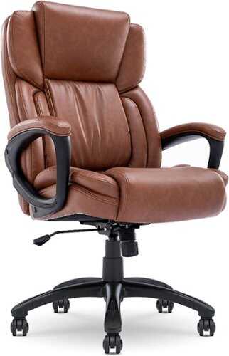 Rent to own Serta - Garret Bonded Leather Executive Office Chair with Premium Cushioning - Cognac
