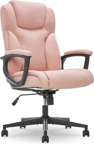 Rent to own Serta - Connor Upholstered Executive High-Back Office Chair with Lumbar Support - Microfiber - Pink