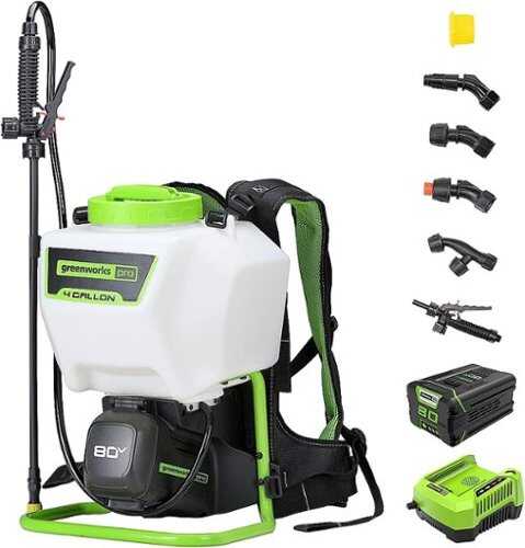 Rent to own Greenworks 80V 4 Gallon Backpack Sprayer with 2Ah Battery & Charger - Green