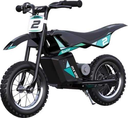 Rent to own Razor MX125 Dirt Rocket eBike for Kids w 5.3 Miles Max Operating Range and 8 mph Max Speed Teal Black RTBShopper