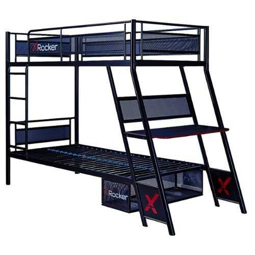 Rent to own X Rocker - Armada Twin over Twin Gaming Bunk Bed with Built-In Gaming Desk - Black