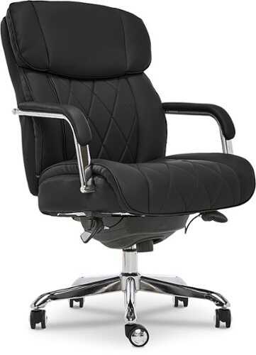 Rent to own La-Z-Boy - Comfort and Beauty Sutherland Diamond-Quilted Bonded Leather Office Chair - Midnight Black